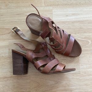 brown strappy heels